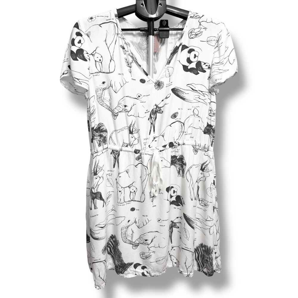 Anthropologie Pesquera Animal Print Dress M | Panda Elephant Zebra Polar Bear